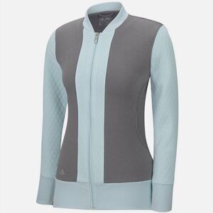 NWT Adidas Advance Soft Warm Quilted Full Zip Turquoise/Grey Bomber Jacket